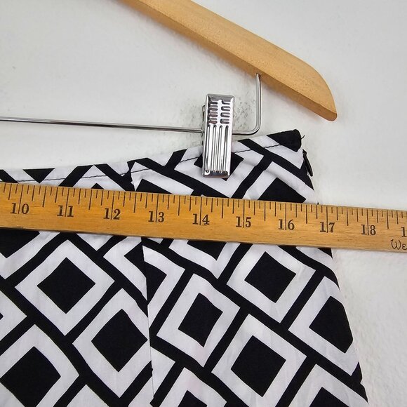 VTG RB Womens Sz 12 Monochrome Geometric Retro Midi Skirt Sustainable Cotton - Picture 4 of 9
